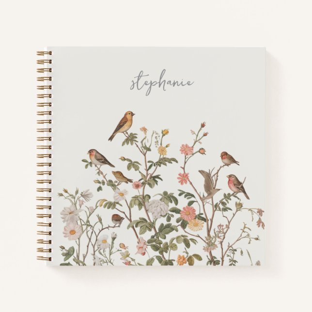Cuaderno Nombre personalizado de moda flores silvestres y a (Anverso)
