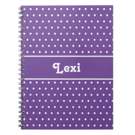 Cuaderno Nombre personalizado de moda Punto Polka Púrpura y