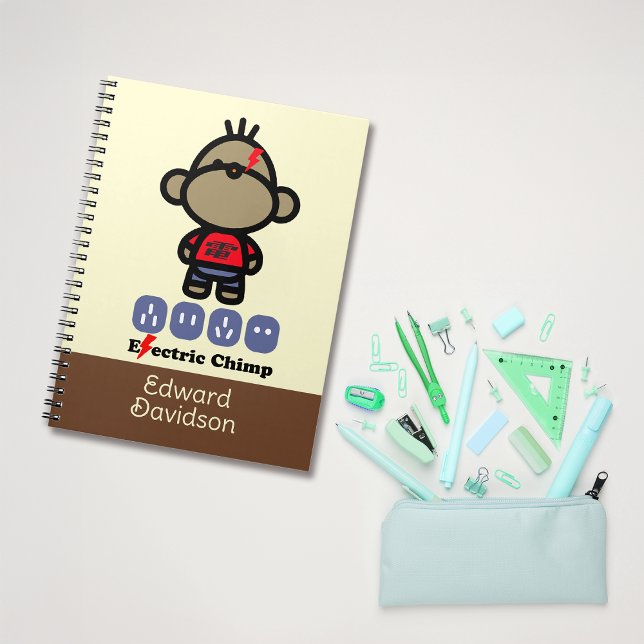 Cuaderno Nombre personalizado de mono eléctrico de Personal (Subido por el creador)