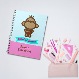 Cuaderno Nombre personalizado de mono lindo
