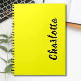 Cuaderno Nombre personalizado de negro | Color amarillo neó