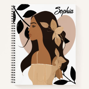 Cuaderno Nombre personalizado de niña boho abstracto minima