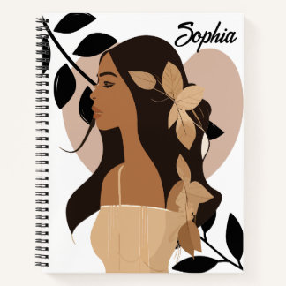 Cuaderno Nombre personalizado de niña boho abstracto minima
