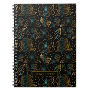 Cuaderno Nombre personalizado de oro de patrón ininterrumpi