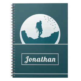 Cuaderno Nombre personalizado de paisaje de senderismo retr