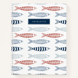 Cuaderno Nombre personalizado de pescados de sardinas medit
