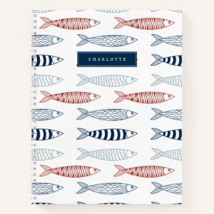 Cuaderno Nombre personalizado de pescados de sardinas medit