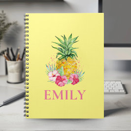 Cuaderno Nombre personalizado de Pineapple Tropical Aloha H