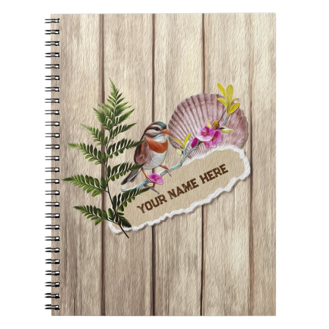Cuaderno Nombre personalizado de pintura de aceite de mader (Frente)
