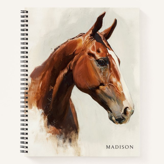 Cuaderno Nombre personalizado de pintura de caballos ecuest (Anverso)