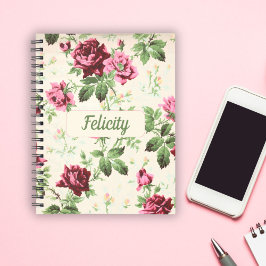 Cuaderno Nombre personalizado de rosas rosas rosas rosas an