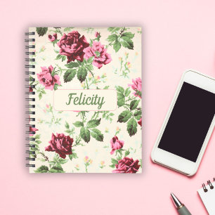 Cuaderno Nombre personalizado de rosas rosas rosas rosas an