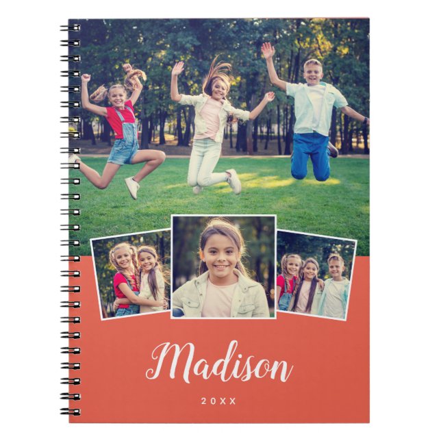 Cuaderno Nombre personalizado de script moderno Collage de  (Frente)