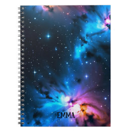 Cuaderno Nombre personalizado de Swirls celestes de estrell
