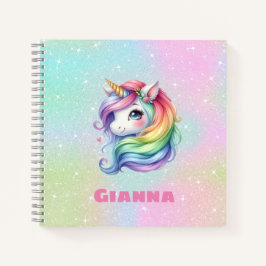 Cuaderno Nombre personalizado de Unicornio arcoiris