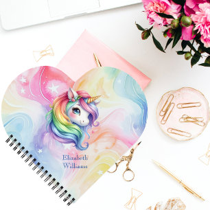 Cuaderno Nombre personalizado de unicornio arcoiris de chic