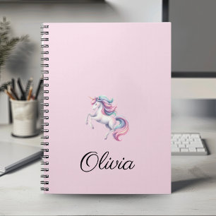 Cuaderno Nombre personalizado de unicornio de color de agua