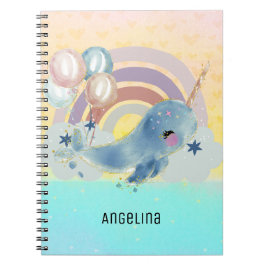 Cuaderno Nombre personalizado de unicornio de mar mágico