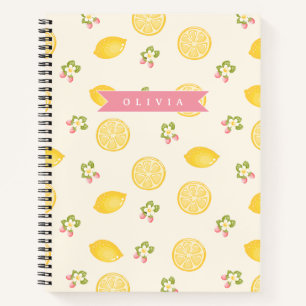 Cuaderno Nombre Personalizado de Verano Floral de Limón Per