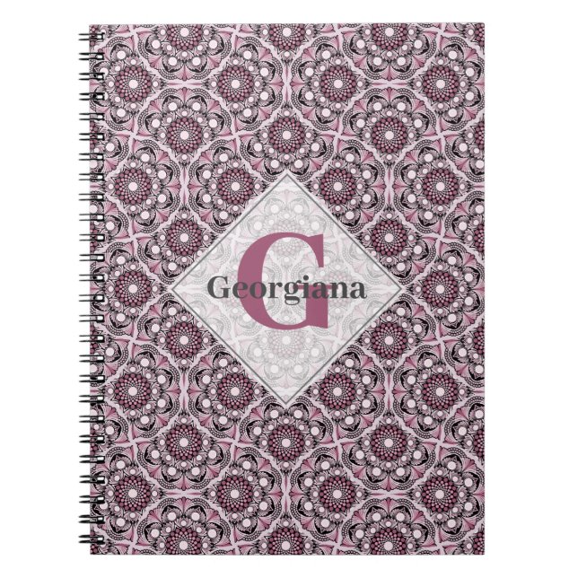 Cuaderno Nombre personalizado Deco Dusky Rosa cerezo Blosso (Frente)