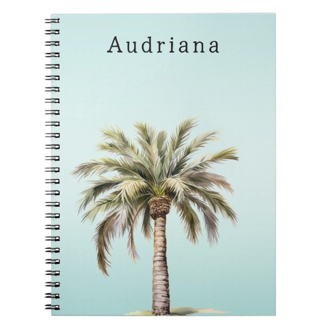 Cuaderno Nombre personalizado del árbol de palmas tropical  (Frente)
