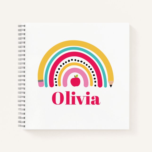 Cuaderno Nombre personalizado del arcoiris escolar (Anverso)