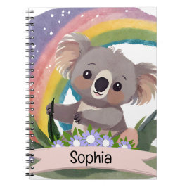 Cuaderno Nombre personalizado del bebé de Koala Arcoiris
