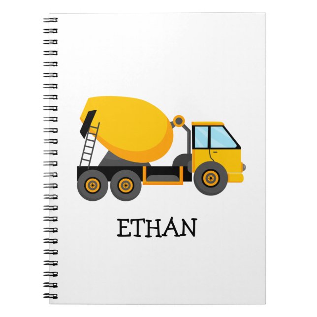 Cuaderno Nombre personalizado del camión de construcción de (Frente)