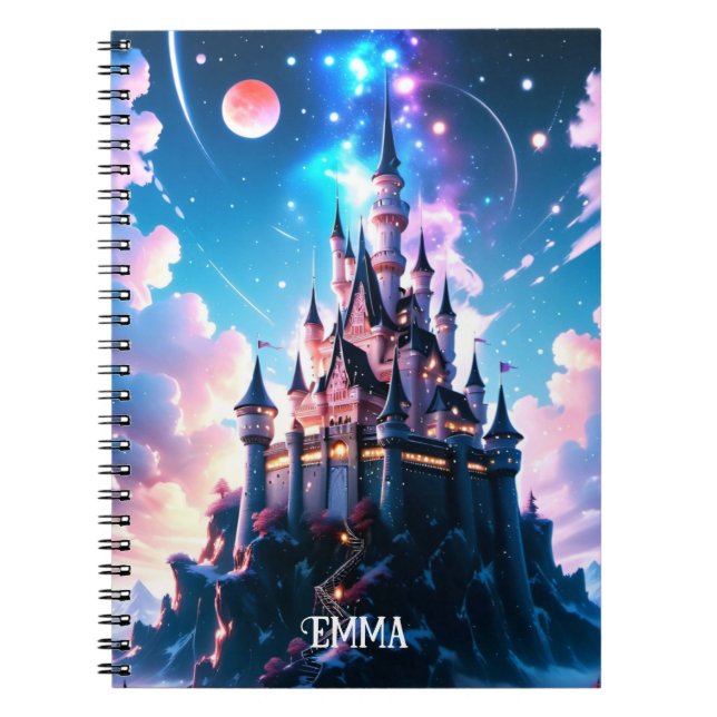 Cuaderno Nombre personalizado del castillo de fantasía (Frente)