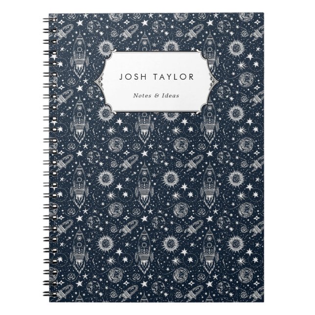 Cuaderno Nombre personalizado del cohete de Space Science S (Frente)