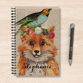 Cuaderno Nombre personalizado del collarín floral de color 