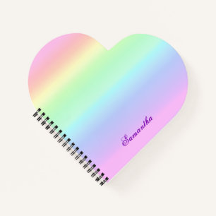 Cuaderno Nombre personalizado del corazón del gradiente de 