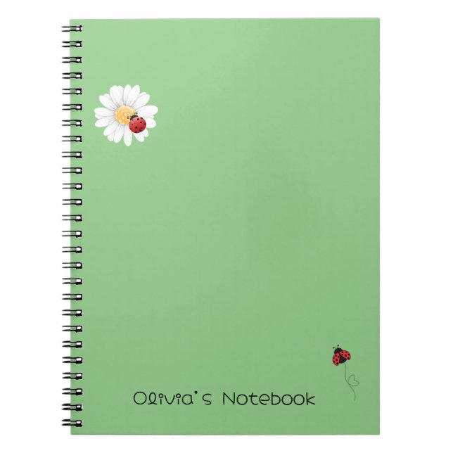 Cuaderno Nombre personalizado del degradado de flor de lama (Frente)
