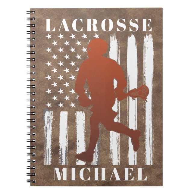 Cuaderno Nombre personalizado del jugador de Lacrosse (Frente)
