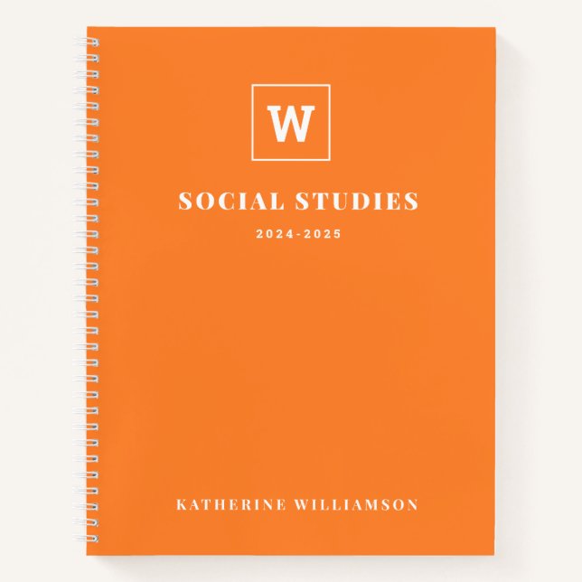 Cuaderno Nombre personalizado del Naranja del alumno de la  (Anverso)