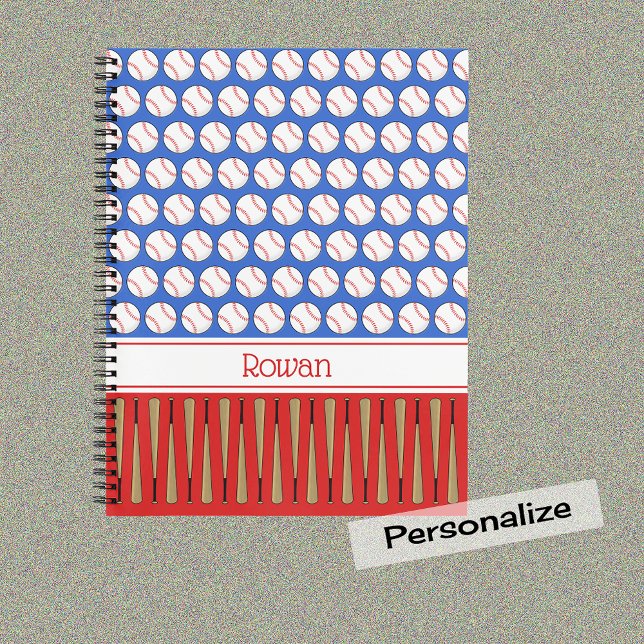 Cuaderno Nombre personalizado del patrón de béisbol (Subido por el creador)