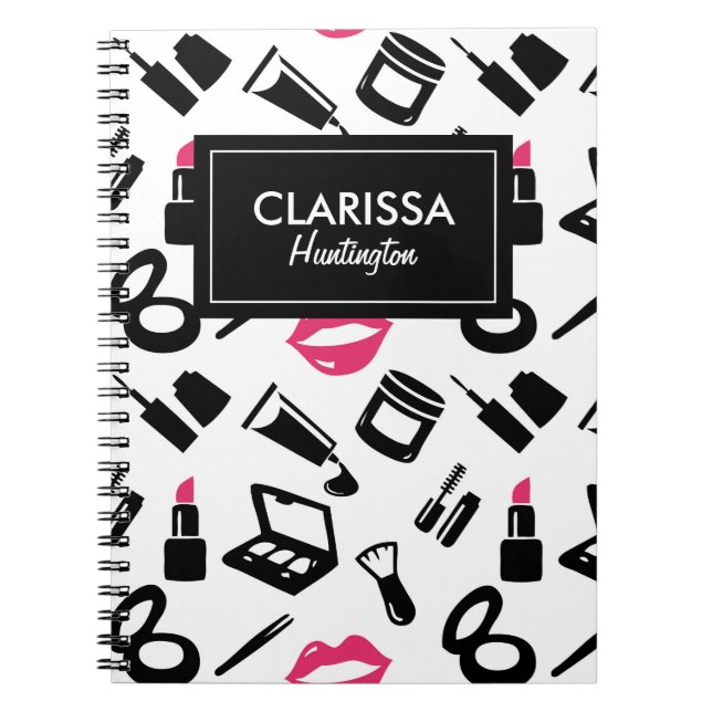 Cuaderno Nombre personalizado del patrón de cosméticos (Frente)