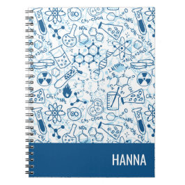Cuaderno Nombre personalizado del patrón de doodle de quími