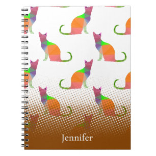 Cuaderno Nombre personalizado del patrón de silueta de gato
