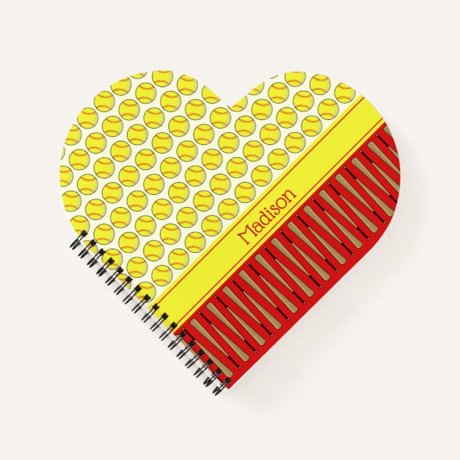 Cuaderno Nombre personalizado del patrón de Softball (Anverso)