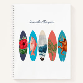 Cuaderno Nombre personalizado del patrón de tablas de surf 