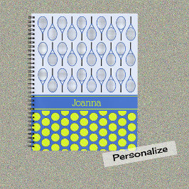 Cuaderno Nombre personalizado del patrón de tenis