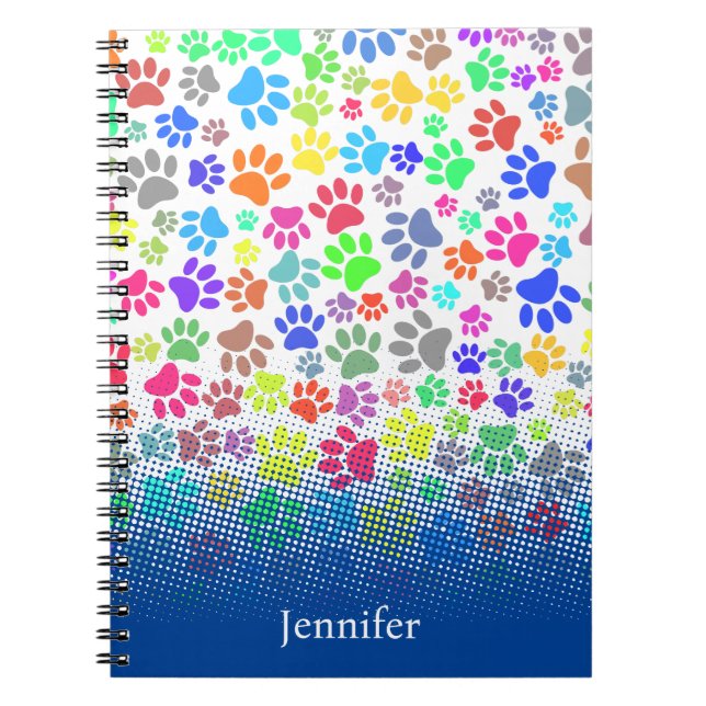 Cuaderno Nombre personalizado del patrón de traza de cachor (Frente)