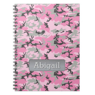 Cuaderno Nombre personalizado del patrón de vídeo rosado