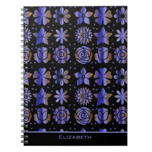 Cuaderno Nombre personalizado del patrón floral sin soldadu