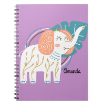 Nombre personalizado del pequeño elefante Boho
