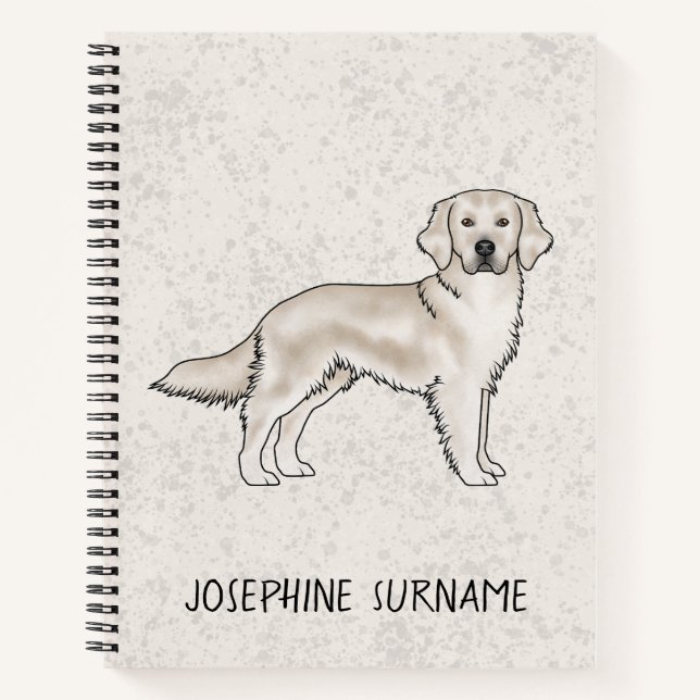 Cuaderno Nombre personalizado del perro del crema dorado de (Anverso)