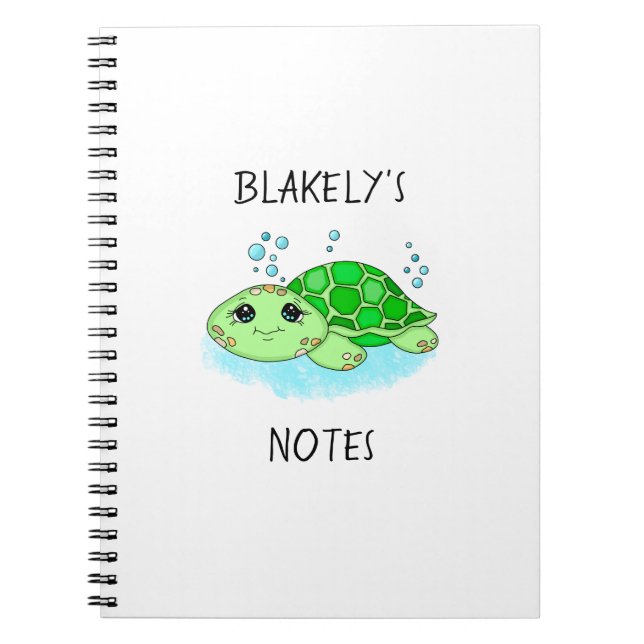 Cuaderno Nombre personalizado del Personalizado de tortuga (Frente)
