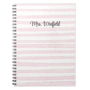 Cuaderno Nombre personalizado del profesor Líneas rosas