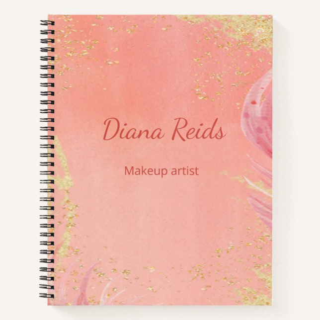 Cuaderno Nombre personalizado del purpurina oro rosa (Anverso)